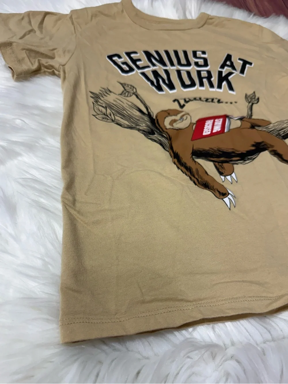 The Children’s Place Tan Graphic Short Sleeve Shirt - Boys Size M (7/8)